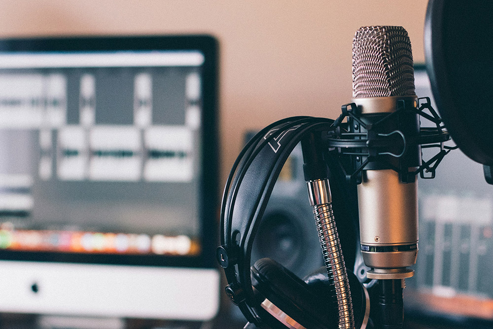 microphone in recording studio